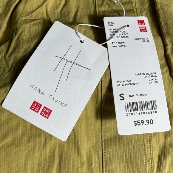 cotton Dobby Belted Dress HANA TAJIMA FOR UNIQLO yellow - Picture 13 of 14